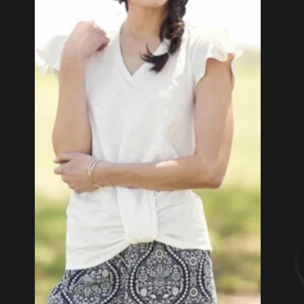 Matilda Jane Joanna Gaines Pure Country Tee Top Size S Flutter Cap Sleeve White - Picture 2 of 6